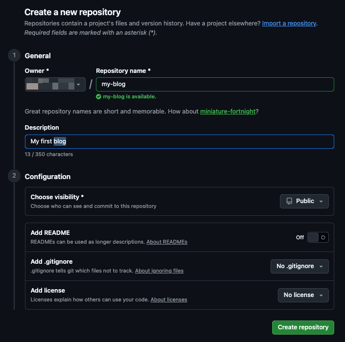 레포지터리 생성하기
